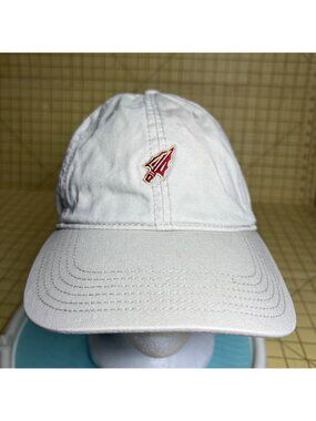 Legacy Adjustable Strap White Baseball Cap With Embroidered Red Arrowhead Logo U